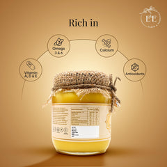 100% Natural A2 Desi Cow Ghee By Earth And Essentials | Natural & Healthy Danedar Ghee Ideal For Cooking & Skincare | 1 Liters (500ml * 2) 33.8 Ounce | Jar Pack