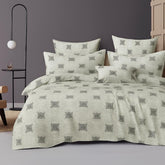 Cotton Double Bedsheets King Size With 2 Pillow Covers | Size 78 X 72+10 Inches, Grey & White-All Around Elastic Fitted Design Bedsheet
