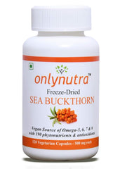 Onlynutra Freeze Dried Sea Buckthorn , Anti Ageing Supports Immunity & Hair Growth | 120 Veg Capsules , 200gm 0.4lbs