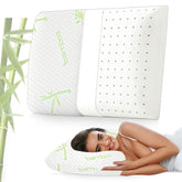 Bamboo Memory Foam Pillow For Neck & Shoulder Pain, White Color | Orthopedic Pillow For Sleeping, Pain Relief & Spinal Alignment | Ergonomic Design, Removable Cover - Pack Of 1