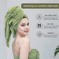 Maxoshine Microfiber Bath Towels Large Size-Super Soft Coral Fleece Bathing Towel With Hook Quick Dry Super Absorbent-Bath Towel For Men & Women (Green/Grey, Pack Of 2)