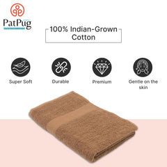 PatPug 100% Indian Ultra Soft Cotton Towel 380 Gsm | Highly Absorbent, Fade Resistant Large Bath Towel (Coffee Brown)