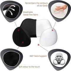 Travel Pillow Premium Memory Foam, Comfortable & Supportive Neck Pillow, Black & Grey | Pain Relief Sleeping Neck Pillows For Travel, Airplane Pillow For Sleeping, Car, Office & Home