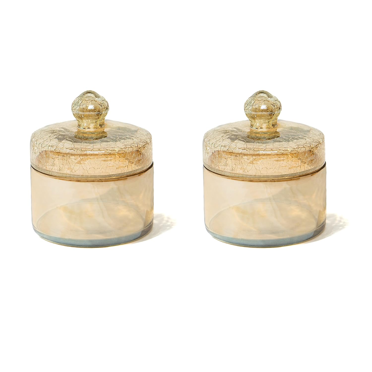 Glass Jar Set Of 2 Piece - 500ml Each, Amber With Crackle Pattern | Premium Glass Storage Containers - Glass Container | Dry Fruit Containers, Cookie Jar - 2 Glass Jar With Lid Glass Jar Set Of 2 Piece - 500ml Each, Amber With Crackle Pattern | Premium Glass Storage Containers - Glass Container | Dry Fruit Containers, Cookie Jar - 2 Glass Jar With Lid