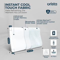 Memory Foam Cervical Pillow- Bed Pillow, White, King Size - 23 X 14 X 4.5 Inch | Dual Height Contour Support, Breathable Cover, Ergonomic For Back & Side Sleepers, For Cool, Restful Sleep