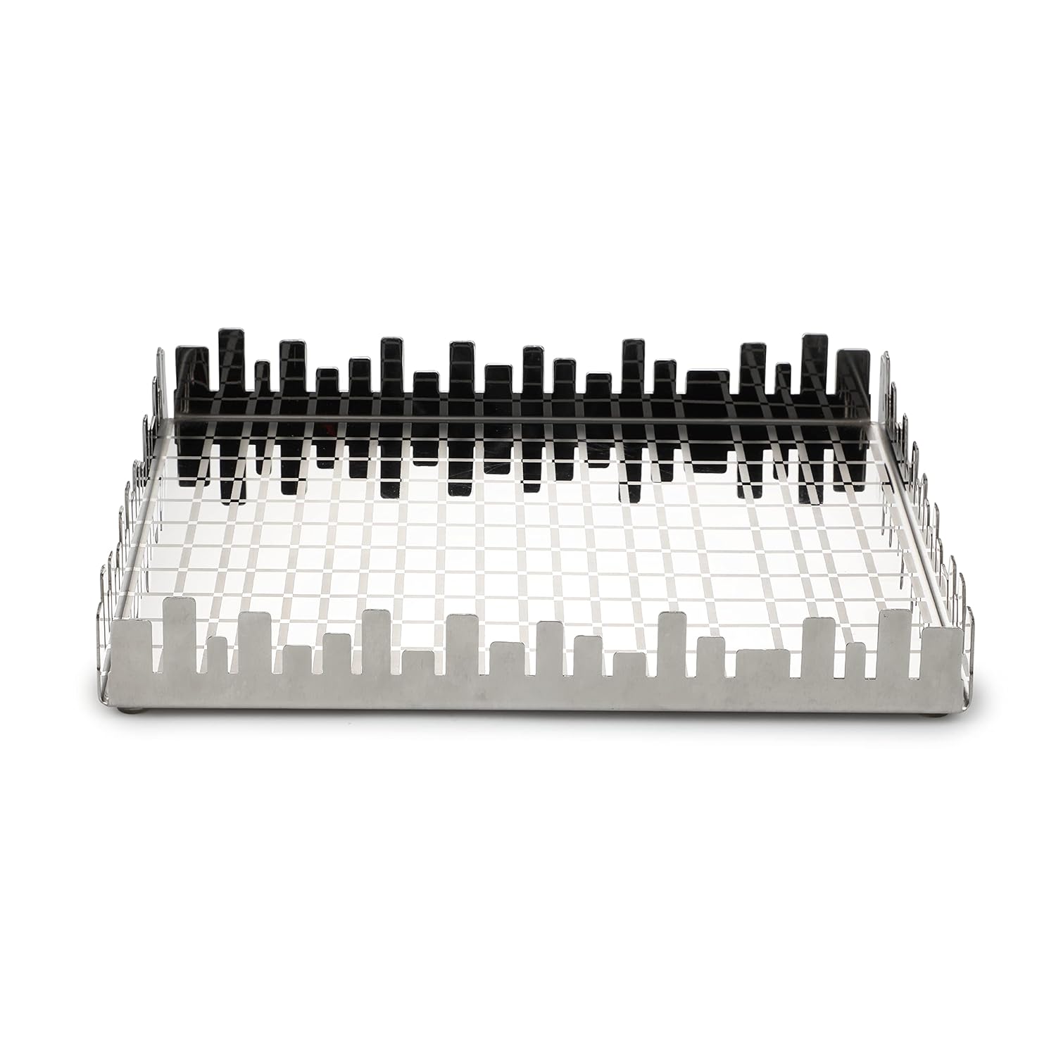 Designer Silver Stainless Steel Square Tray - Urban Horizon Series | Multipurpose Centre Serving Platter - Premium Serve Ware, Dinnerware & Tableware Designer Silver Stainless Steel Square Tray - Urban Horizon Series | Multipurpose Centre Serving Platter - Premium Serve Ware, Dinnerware & Tableware