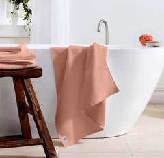 Enchant Home Pure Cotton Waffle Towel 400 Gsm | Lightweight Anti-Microbial & Water Absorbent Soft Touch Quick Drying Bath Towel | Peach