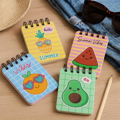 Pocket-Size Notepad 100 Pages, Mini Memo Pads For Daily Notes, Lists - Fruit Fiesta, Pack Of 4