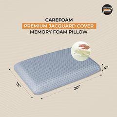Orthopedic Memory Foam Pillow For Comfortable Sleep, Grey - 20 X 13 X 4 Inch | For Neck & Shoulder Pain Relief With Removable Zipper Grey Jacquard Cover | Back, Stomach Sleepers - Pack Of 2