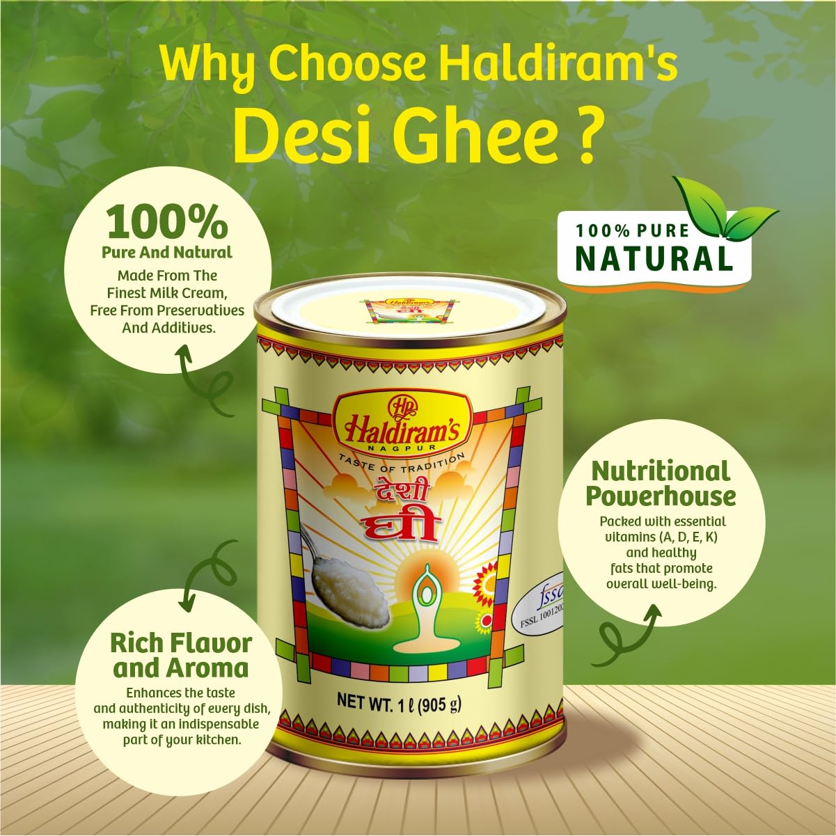 Organic Cow Desi Ghee By Haldiram'S | Great Source Of Healthy & Nutrients Desi Cow Ghee Good For Dishes | (500ml) 16.9 Ounce | Tin Pack Organic Cow Desi Ghee By Haldiram'S | Great Source Of Healthy & Nutrients Desi Cow Ghee Good For Dishes | (500ml) 16.9 Ounce | Tin Pack