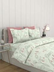100% Cotton Queen Size Bedsheet For Double Bed With 2 Pillow Covers - 90x108 Inches, Sea Green | Ideal For Daily Use & Gifting Bedsheet