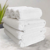 Heelium Bamboo Towel 3 Bath & 3 Hand Towel 2000 Gsm | Soft, High Absorbency & Antibacterial Towels (White) - Pack Of 6