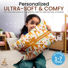 Personalized Pillow For Kids, Super Soft Cotton Kids Cushion - 12 X 18 Inches | Custom Name, For 5 Years Old Kids, Adorable Prints | For Head, Neck Support Baby Pillow - Pillow 04