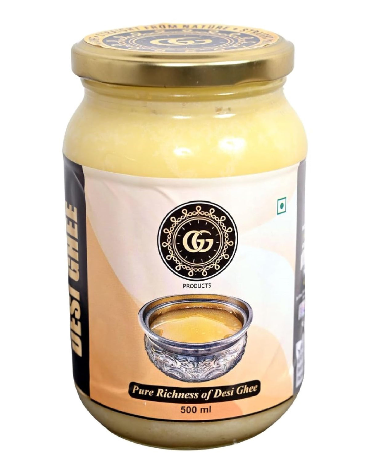 Pure Desi Ghee By G G Products | Homemade Rich In Taste & Nutrients Natural Pure Desi Ghee For Frying & Cooking | (500ml) 16.9 Ounce | Jar Pack