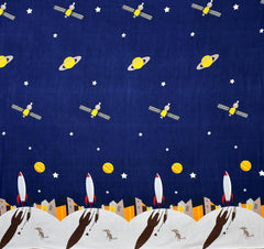 Cartoon Printed Double Bedsheet For Kids With 2 Pillow Cover - 72 X 78 X 10 Inches, Blue & White | Cotton Feel All Around Elastic Fitted King Size Double Bed