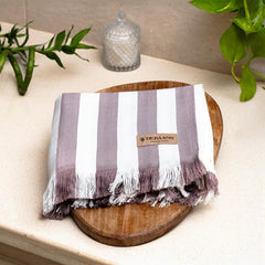 Debaans 100% Bamboo Large Bath Towel 400 Gsm | Buttery Soft, Ultra-Absorbent, Lightweight, Anti-Microbial, Hypoallergenic, Quick Dry Bath Towel (Plum Stripe)