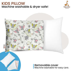 Premium Baby Pillow For Kids, Super Soft Cotton Kids Cushion - 12 X 18 Inches | For 5 Years Old Kids, Cartoon Prints - Big Ears Elephant | Bed Pillow, Washable, Easy To Care - Pillow 18