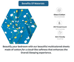 Glace Cotton Super Soft Bedsheets Single Bed Size (60 X 90 Inch) With 1 Pillow Cover | All Around Elastic Fitted Bedsheets, Sky Blue