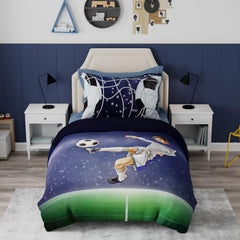 Kids Bedsheet Single Bed With 1 Pillow Covers Football Design - 59x87 Inches, Blue | Fun & Colorful Bed Sheet Set - For Boys & Kids Room