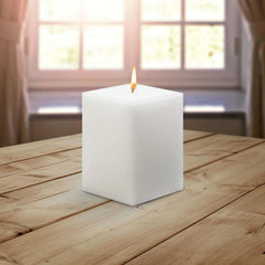 WHITE SQUARE 4.INCH PILLAR CANDLE | BEST FOR BIRTHDAY DECORATION CANDLE