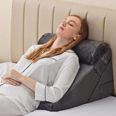 Memory Foam Bed Wedge Pillow, For Headrest, Adjustable Pillow - Grey Color | Ergonomic Support For Acid Reflux, Snoring, Back & Leg Pain - Washable Cover | Ideal For Sleeping & Reading