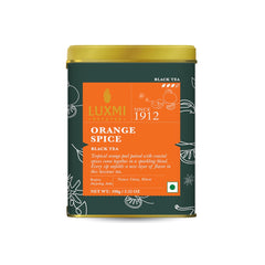 Luxmi Estates Orange Spice Black Tea - 100gm Tin Caddy, 3.5 Ounce, 50 Cups | USDA Certified Organic Tea - Medium Caffeine Black Tea | Rich In Antioxidants, Additives Free