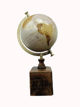 Rotating World Globe 8 Inch With Gold Arc & Wooden Stand For Show Piece For Home Decor, Office Decor, Study Table Decor, Birthday, Party Gifts For Students, Grey, Pack Of 1