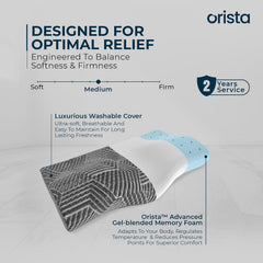 Advance Gel Blended Cervical Memory Foam Pillow, Grey, Standard Size - 19 X 12 X 4 Inch | Neck & Shoulder Support, Pillow For Sleeping | Improves Posture & Spinal Alignment - Set Of 2