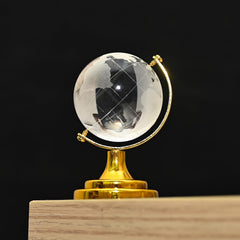 Feng Shui Crystal Globe With Golden Stand, Diwali Gift For Positive Energy & Focus | Vastu Globe Showpiece For Home, Office Desk, Study Table & Work Decor, Spiritual Decoration, Pack Of 1