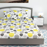 King Size Double Bedsheet With 2 Pillow Covers - 108 X 108 Inches, Grey & White | Soft & Durable For Everyday Use - All Season Comfort
