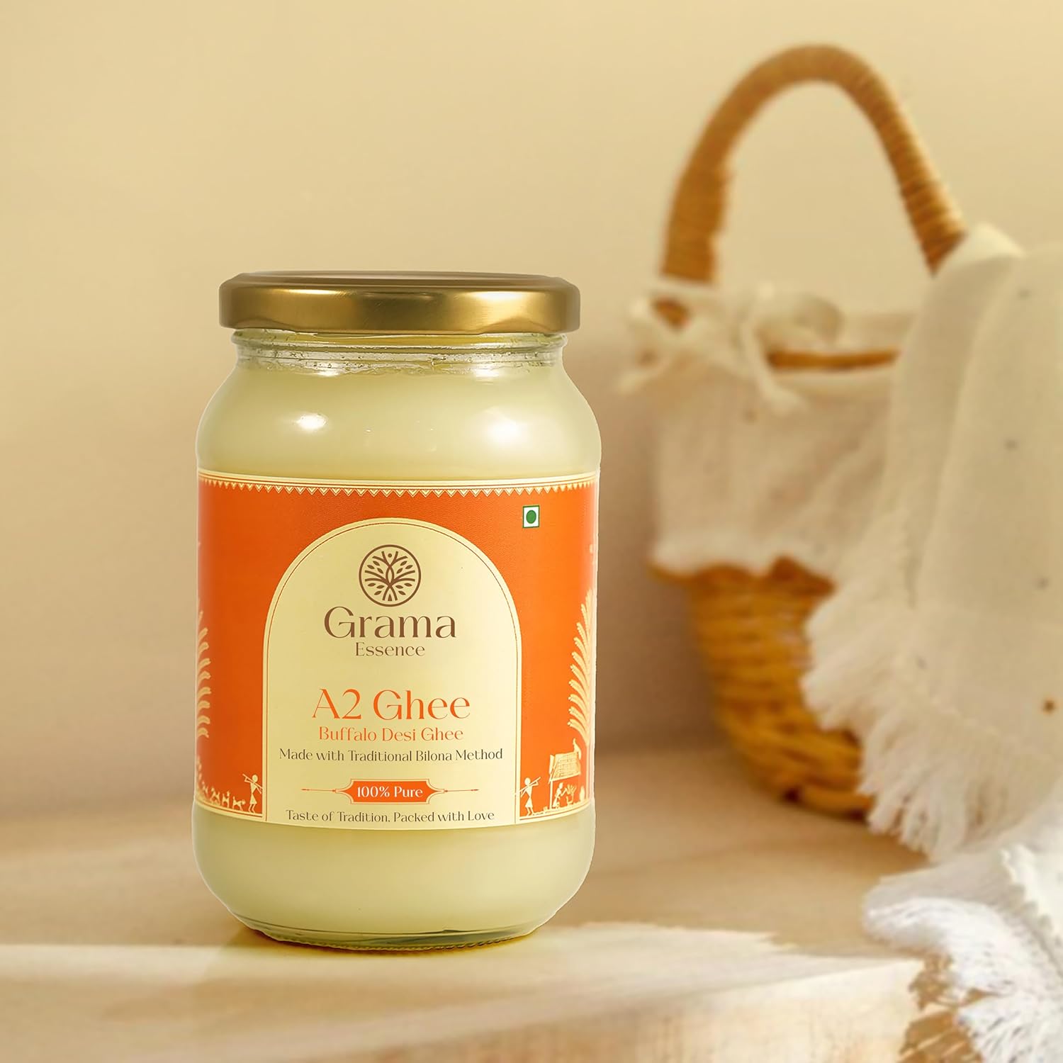 Organic A2 Buffalo Desi Ghee By Grama Essence | Rich In Nutrients Traditional Bilona Method Healthy Desi Ghee For Bones Health | (500ml) 16.9 Ounce | Jar Pack Organic A2 Buffalo Desi Ghee By Grama Essence | Rich In Nutrients Traditional Bilona Method Healthy Desi Ghee For Bones Health | (500ml) 16.9 Ounce | Jar Pack