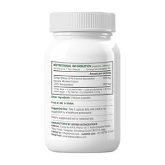 Biotrex Nutraceuticals Ginkgo Biloba With Brahmi 500mg, Supports Memory & Better Concentration, Healthy Blood Circulation, 24% Flavone Glycosides | 60 Veg Capsules 100gm 0.2lbs