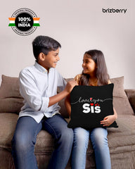 Black Pillow Cushion For Best Sister, Premium Pillow - 16 Inch | Unique Thoughtful Cute Birthday Diwali Pillow Gift For Best Sister | Premium Filler Cushion, Dual-Sided Design - Design 26