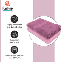 PatPug 100% Indian Ultra Soft Cotton 450 Gsm Bath Towel Large Bath Towel | Highly Absorbent Quick Drying Durable Towel For Men, Women & Kids (Mahogany & Baby Pink)
