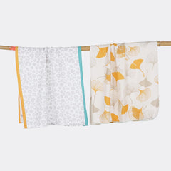 Thirsty Towel Bamboo Bath Towel 460 Gsm | Super Soft & High Absorbency Towels, Light Weight, & Quick Dry Towels Large Size (Sassy Leopard, Gingko Garden)- Pack Of 2