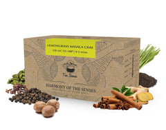 Tea Sense Lemongrass Masala Chai - 15 Pyramid Tea Bags | Assam CTC, Ginger, Cardamom, Clove, Cinnamon, Nutmeg, Black Pepper - Aromatic Chai Patti, High Caffeine | Zesty Spicy Blend
