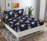 100% Microfiber Flat Double Bedsheets With 2 Pillow Covers - Navy Blue | 88 X 88 Inches - Durable & Long Lasting Fabric, Naturally Breathable & Wrinkle Free Bedsheet