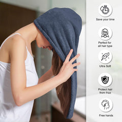Sassoon Venir Microfiber Hair Wrap Towel 450 Gsm | For Women With Smooth Texture Super Absorbent Quick Dry Hair Turban (Denim)