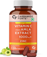 Carbamide Forte Natural Vitamin C Amla Extract With Zinc For Immunity & Skincare | 120 Veg Tablets , 200gm 0.4lbs