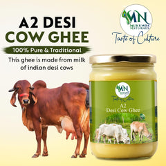 Pure A2 Desi Gir Cow Ghee By Mukunda Naturals | Traditional Bilona Method Grassfed Healthy Desi Cow Ghee Good For Frying & Baking | (1 Litre) 33.8 Ounce | Jar Pack