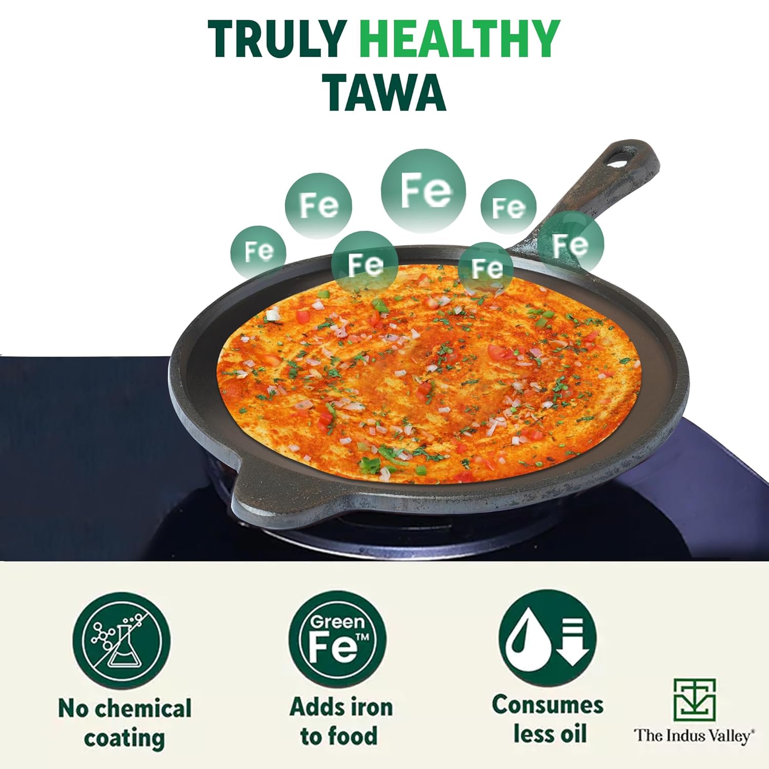 Super Smooth Cast Iron Tawa With Free Wooden Spatula For Dosa, Chapathi - 25.4cm, 10 Inch, 1.8 Kg | Induction Friendly, Naturally Nonstick, 100% Pure & Toxin-Free, No Chemical Coating Super Smooth Cast Iron Tawa With Free Wooden Spatula For Dosa, Chapathi - 25.4cm, 10 Inch, 1.8 Kg | Induction Friendly, Naturally Nonstick, 100% Pure & Toxin-Free, No Chemical Coating