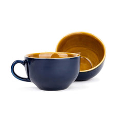 Large Ceramic Coffee Cup Set Of 2 - Midnight Blue, 350ml Each | Cappuccino Cup With Glossy Finish - Large Ceramic Coffee Cup | Premium Stoneware Coffee Cup - Microwave Safe, XL Cuppa