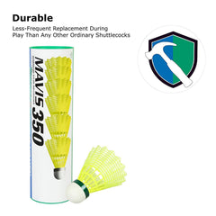 Yonex Mavis 350 Nylon Badminon Shuttlecock , Green | Pack Of 6