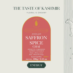 Luxmi Estates Saffron Spice Black Tea - 100gm, 3.5 Ounce | USDA Certified Organic Tea - Medium Caffeine Black Tea | Made With Kashmiri Saffron, Cinnamon, Natural Cardamom Extract - Assam CTC Tea
