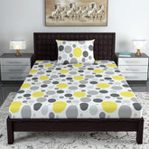 100% Cotton Single Bedsheet With 1 Matching Pillow Covers - 57 X 87 Inches, Grey & White | All Weather Comfort & Bedroom - Softness & Natural Breathability