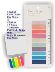 Sticky Tabs 200, Fluorescent Sticky Tabs 100, Stick Notes - 3 X 3 Inch 50, Set Of 350