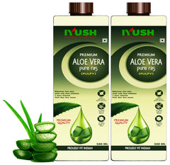 Iyush Herbal Ayurveda Aloe Vera Juice With Pulp For Weight Loss, Skin & Hair, Bitterness Free Thar Aloe Vera Juice | 500ml 1.1lbs Each Pack Of 2