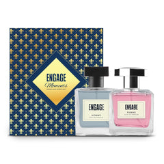 Engage Moments Luxury Homme & Femme Eau De Parfum Gift For Men & Women 100ml Each 3.4 Fl.oz. | Long Lasting Fragrance | Ideal Wedding Gift , Anniversary Gift , Fresh & Floral