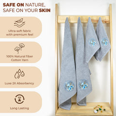 Akiko Home Prima Dream 100% Cotton 2 Bath & 2 Hand Towel 1400 Gsm | Soft, Absorbent & Durable, Cotton Bath & Hand Towel | Pack Of 4 (Grey)