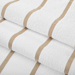 Casa Copenhagen Pack Of 2 Cabana Pool Xl Bath Towels 620 Gsm Cotton Rough & Tough Use Colour (White Beige Stripe)